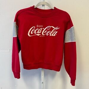 Forever 21 Coca-Cola Oversized Graphic Crewneck Sweatshirt Red Gray Small